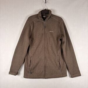 Eddie Bauer Men's Tall Medium Brown Sweater Fleece Full Zip Jacket